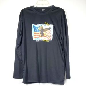 Patriotic Black Long Sleeve Mens Shirt L